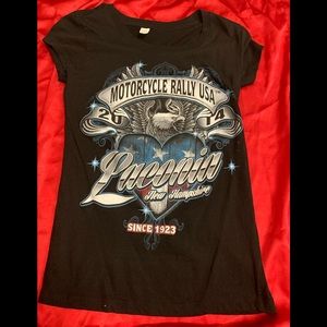 Biker tee shirt, Laconia bike week, motorcycle Rally, Small, Never wore